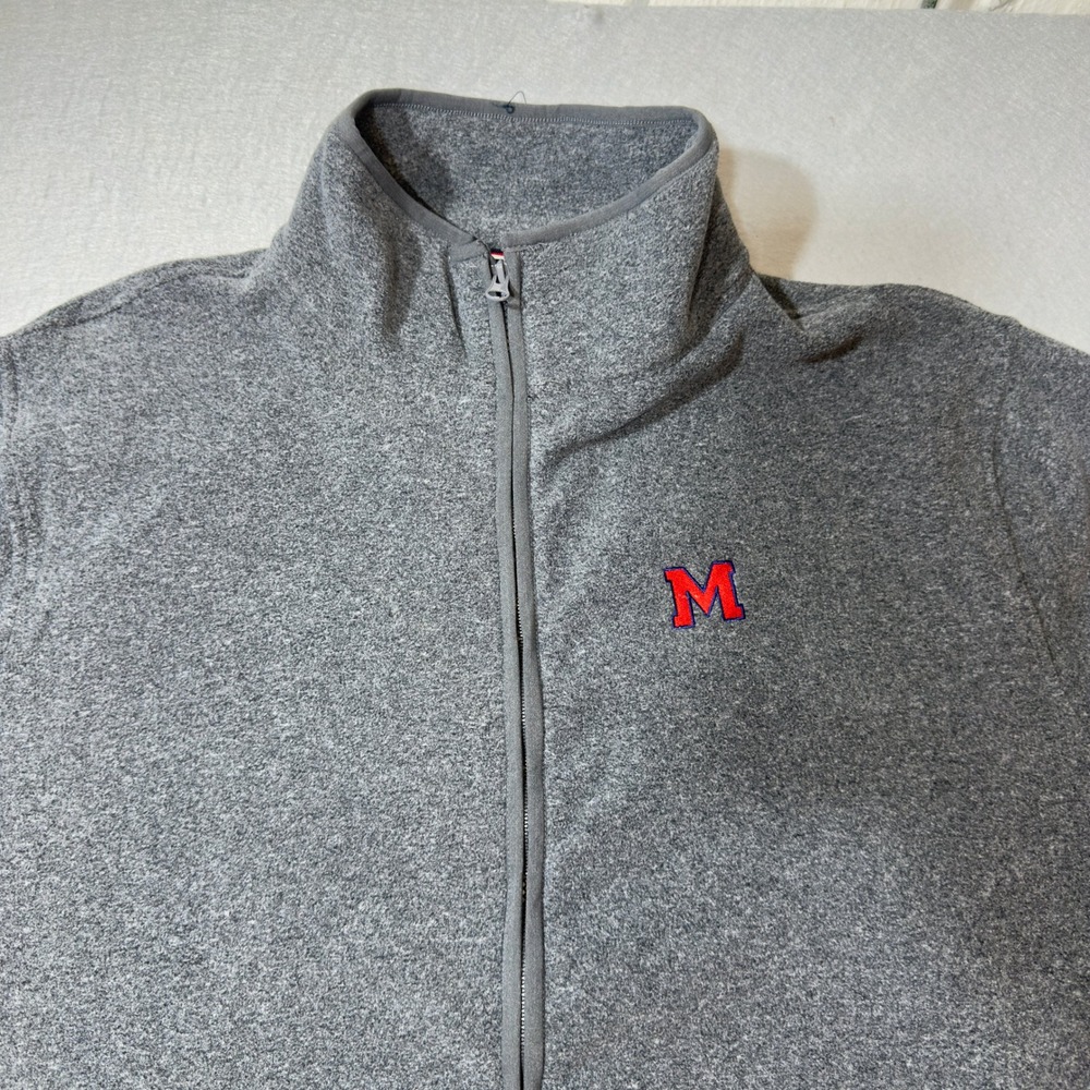 Tommy Hilfiger Mens 2XL Gray Full Zip Fleece Jacket Embroidered Logo M Mock Neck